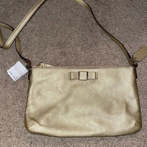 Coach Gold Leather with bow detail crossbody bag
